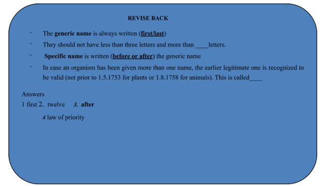 BIOLOGICAL NOMENCLATURE