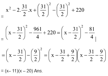 FACTORISATION QUADRATIC POLYNOMIAL